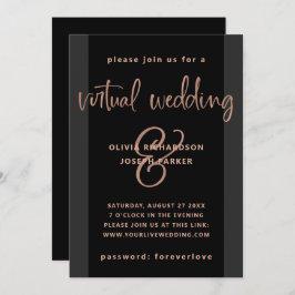 Invitación Boda virtual moderno| Oro negro y Rosa