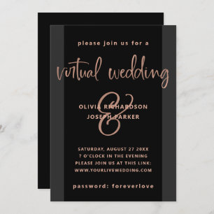 Invitación Boda virtual moderno  Oro negro y Rosa
