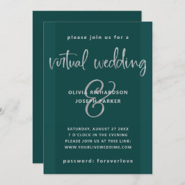 Invitación Boda virtual moderno| Verde esmeralda y plata