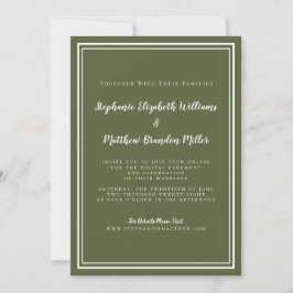 Invitación Boda Virtual Oliva Verde Minimalista Transmisión e