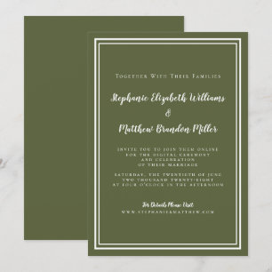 Invitación Boda Virtual Oliva Verde Minimalista Transmisión e