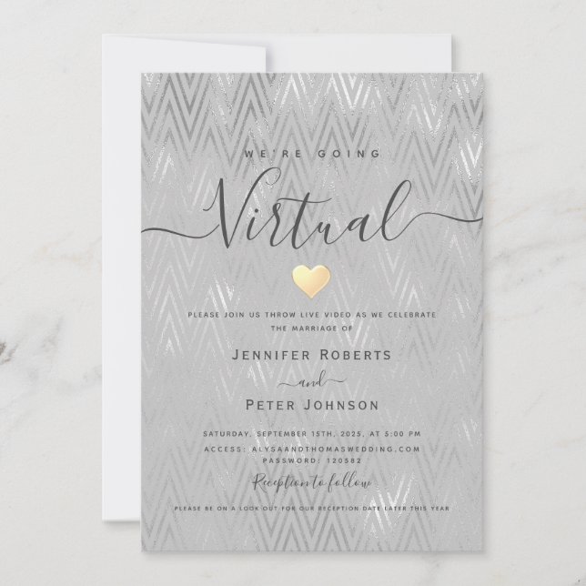 Invitación Boda Virtual Plata (Anverso)