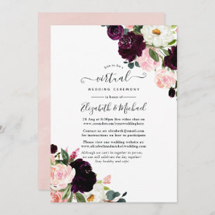 Invitación Boda virtual Plum and Rubor Pink Online