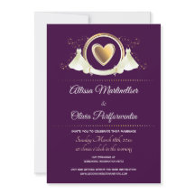 Boda virtual púrpura de Gold Heart Female