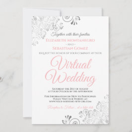 Invitación Boda virtual rosa y blanco elegante de colores pla