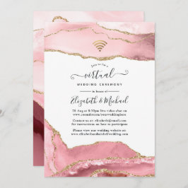 Invitación Boda virtual Rubor y Gold Agate