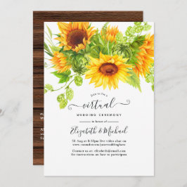 Invitación Boda virtual ruso de girasoles bohemios en línea