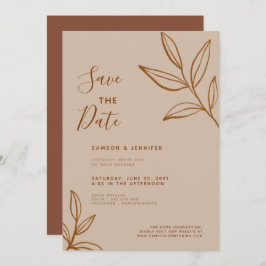 Invitación Boda Virtual Terracotta Leaf Save the Date