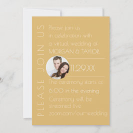 Invitación Boda virtual tonal de champán moderno, foto
