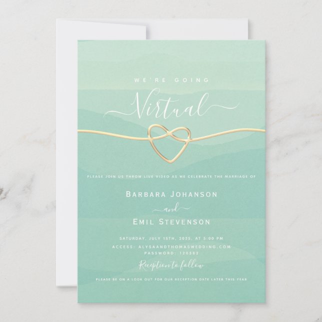 Invitación Boda virtual verde (Anverso)
