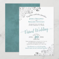 Boda virtual Verde azulado, grisáceo y blanco de L