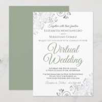 Boda virtual verde y blanco de los chillones plate
