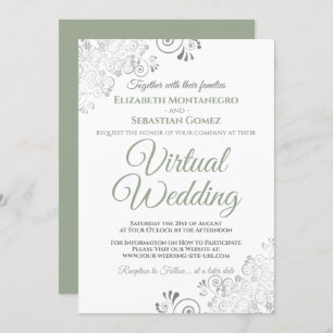 Invitación Boda virtual verde y blanco de los chillones plate