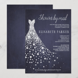 Invitación Boda vistió por correo la ducha de tablero azul de