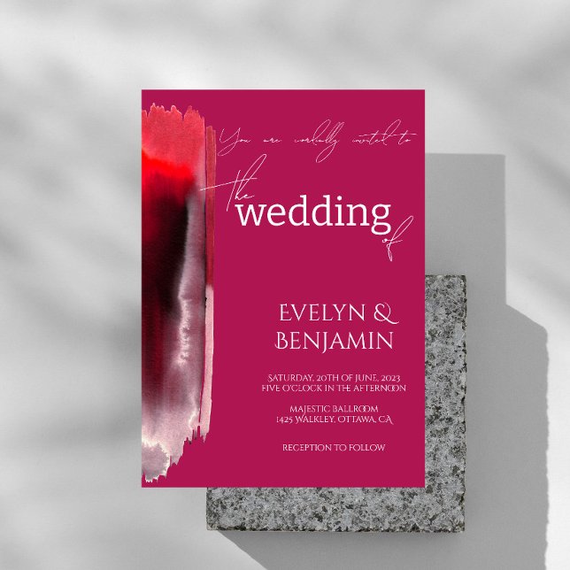 Invitación Boda Viva Magenta moderno, minimalista y sencillo (Subido por el creador)