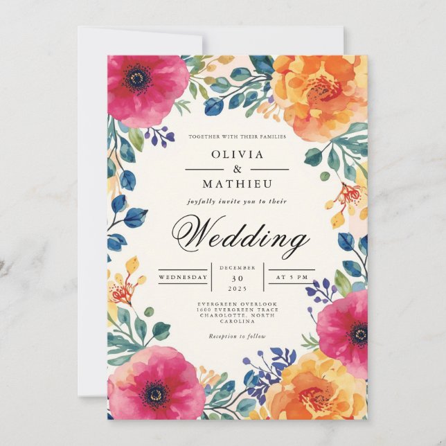 Invitación Boda Vivid Floral Blossom (Anverso)