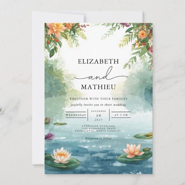 Invitación Boda Vivid Floral Pond Blossom (Anverso)