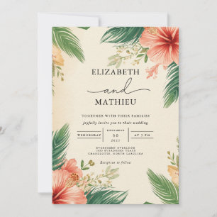 Invitación Boda Vivid Hibiscus Palm Arch
