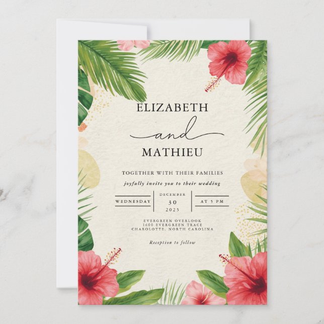 Invitación Boda Vivid Tropical Bloom Arch (Anverso)