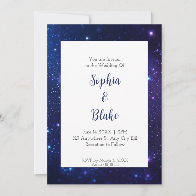 Invitación Boda Vivida Celestial Noche Estrellada (Anverso)