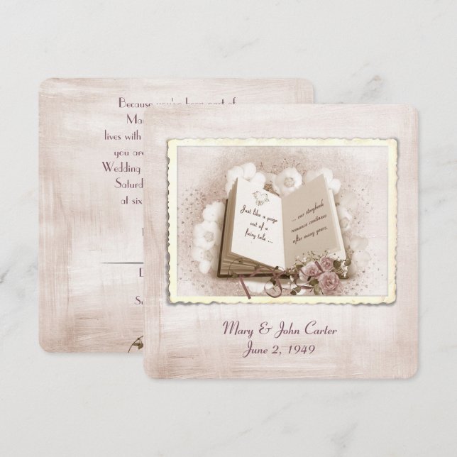 Invitación Boda vota libro de noticias de renovación (Anverso / Reverso)