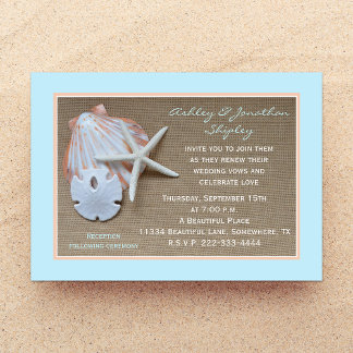Invitación Boda Vow Renewal Beach Burlap Look