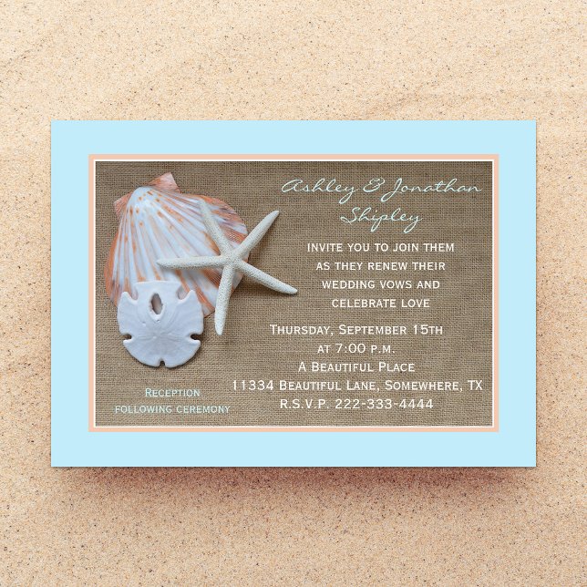 Invitación Boda Vow Renewal Beach Burlap Look (Subido por el creador)
