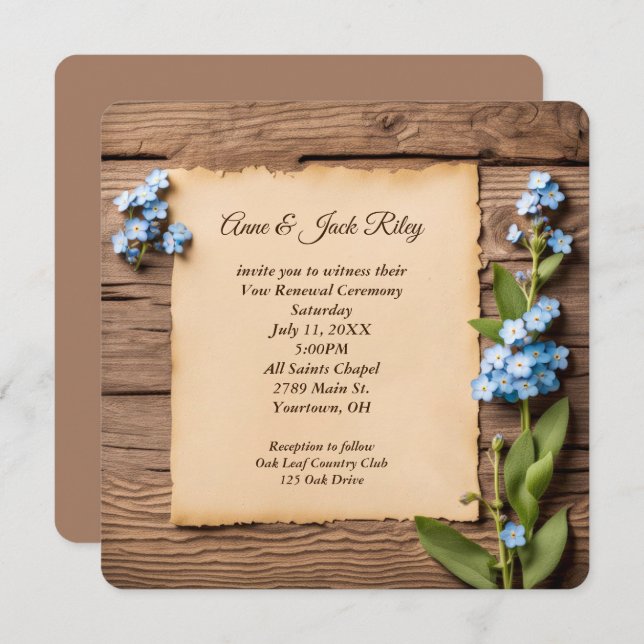 Invitación Boda Vow Renewal Forget-Me-Nots (Anverso / Reverso)