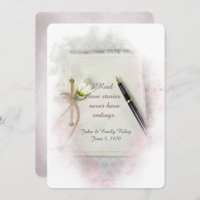 Invitación Boda Vow Renewal journal con daisy (Anverso / Reverso)