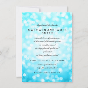 Invitación Boda Vow Renewal Luces Purpurinas Turquesa