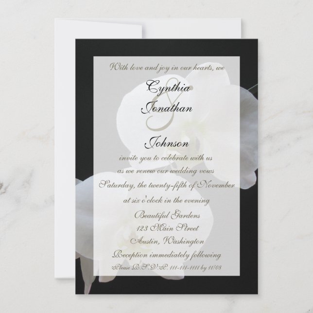 Invitación Boda Vow Renewal Orquídeas Blancas (Anverso)