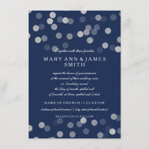 Invitación Boda Vow Renewal Sliver Purpurina Marina Azul
