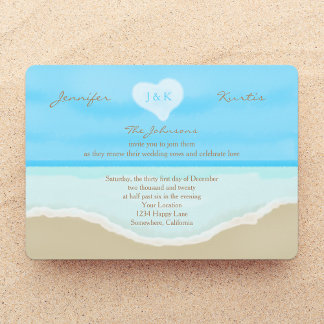 Invitación Boda Vow Renewal Watercolor Beach Blue