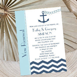 Invitación Boda Vow Renovación Azul Náutico
