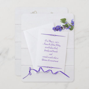 Invitación Boda Vow Renovación de papel blanco con cinta