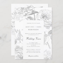 Invitación Boda Vow Renovación Moderna Plata Floral Simple