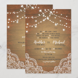 Invitación Boda W/RSVP de las luces de cadena de encaje rusas