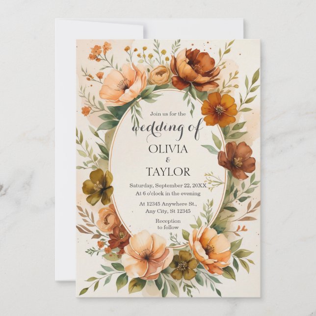 Invitación Boda Warm Vintage Blooms (Anverso)