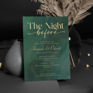 Invitación Boda Watercolo Green Ensayo Cena