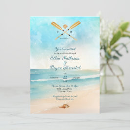 Invitación Boda Watercolor Beach Oars