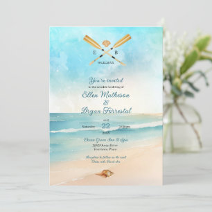 Invitación Boda Watercolor Beach Oars