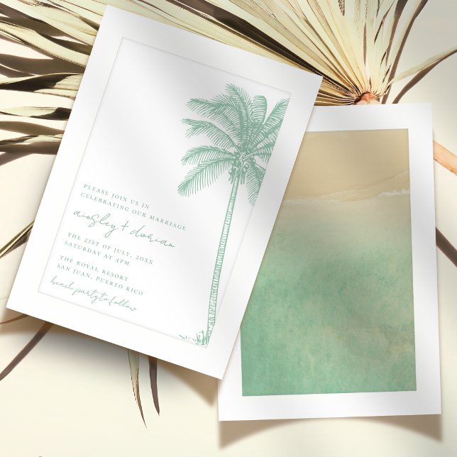 Invitación Boda Watercolor Beach Palm Tree Boho (Subido por el creador)