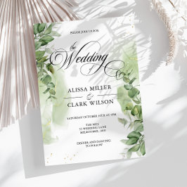 Invitación Boda Watercolor Eucalyptus Greenery Gold
