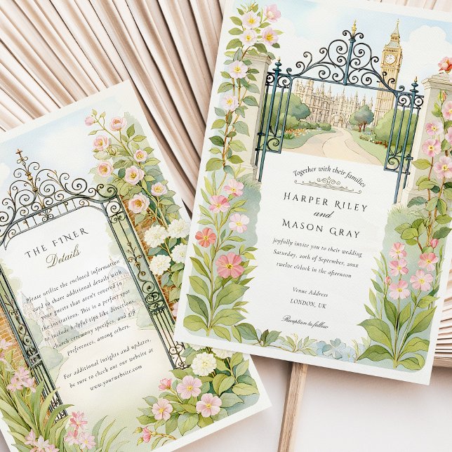 Invitación Boda Watercolor London Garden Gates (Subido por el creador)
