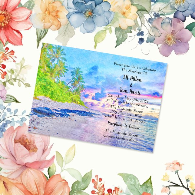 Invitación Boda Watercolor Palm Beach Sunset (Subido por el creador)