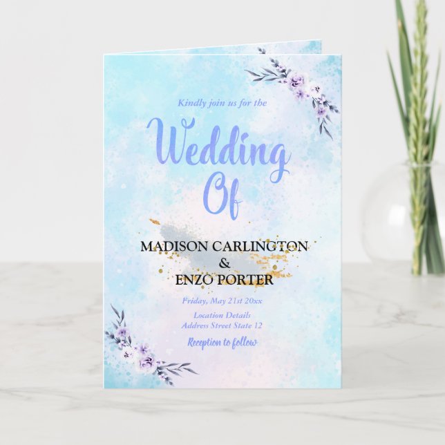 Invitación Boda Watercolor Pastel (Anverso)