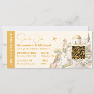 Invitación Boda Watercolor Santorini