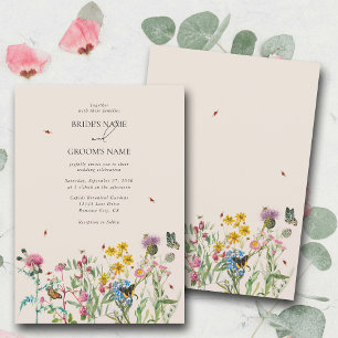 Invitación Boda Watercolor Wildflower Garden & Insecs