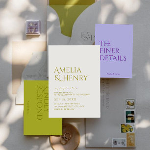 Invitación Boda Wavy Edge moderno minimalista audaz