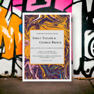 Invitación Boda Wavy Whimsical De Resumen Sin Marea Moderno